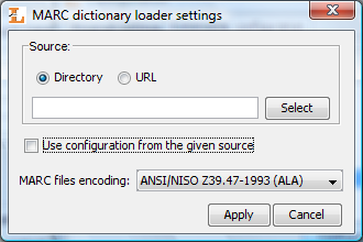 Dictionary import - configuration dialog