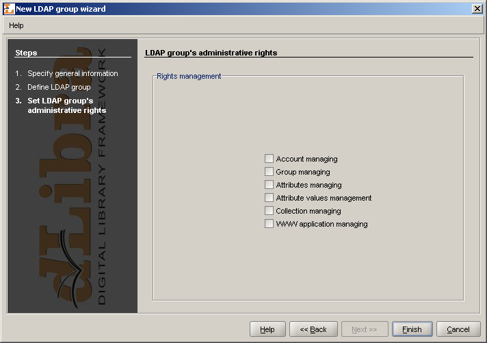 New LDAP group wizard - assigning administrative rights