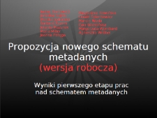 Propozycja nowego schematu metadanych (wersja robocza). Wyniki pierwszego etapu prac nad schematem metadanych