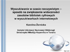 Wyszukiwanie w czasie rzeczywistym – sposób na zwiększenie widoczności zasobów bibliotek cyfrowych w wyszukiwarkach internetowych