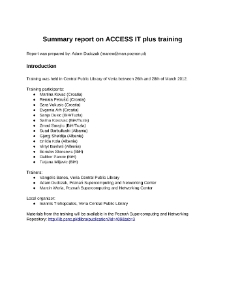 Summary report on ACCESS IT plus training