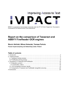 Report on the comparison of Tesseract and ABBYY FineReader OCR engines