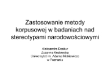 Zastosowanie metody korpusowej do badania stereotypów narodowościowych