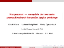 Korpusomat — narzędzie do tworzenia przeszukiwalnych korpusów języka polskiego