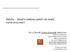 WebSty – otwarty webowy system do analiz stylometrycznych