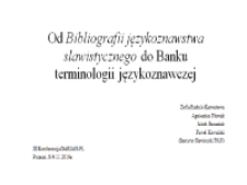 Od Bibliografii językoznawstwa slawistycznego do Banku terminologii językoznawczej